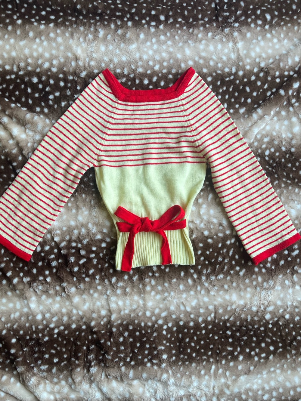 Vintage bell sleeve knit with waist tie